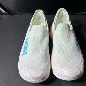 Hoka white slide athletic shoe